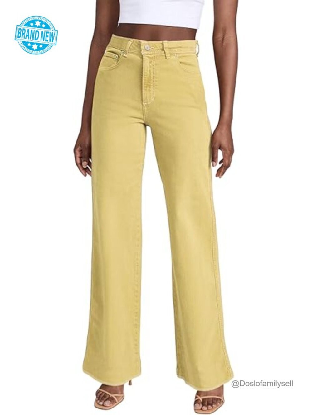 High Waisted Straight Leg Flare Jeans with Raw Hem Stretchy Denim